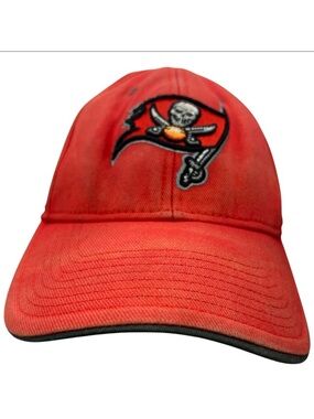 Tampa Bay Buccaneers Hat Red Strapback NFL Team Apparel Distressed Football Cap